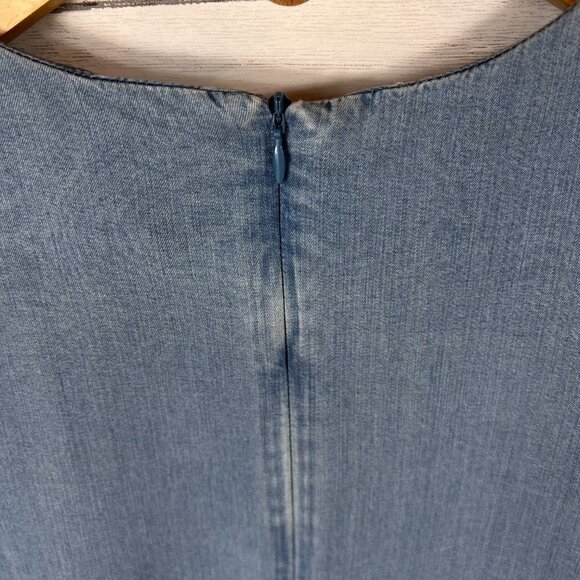 Zara Dress Womens Size XS Chambray Classic Timeless 3/4 Bell Sleeve Mini Neutral - Picture 6 of 11